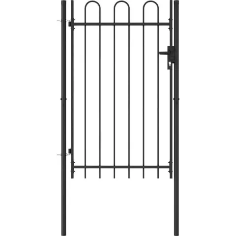 vidaXL Poort met gebogen bovenkant enkel 1x1.5 m staal zwart
