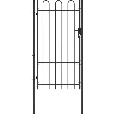 vidaXL Poort met gebogen bovenkant enkel 1x1.75 m staal zwart