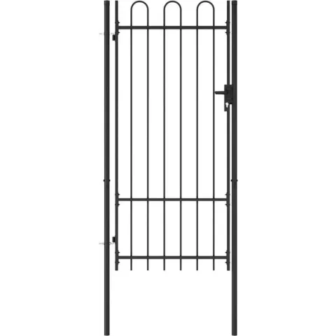 vidaXL Poort met gebogen bovenkant enkel 1x2 m staal zwart