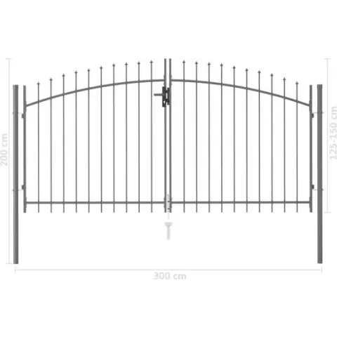 vidaXL Poort met puntige bovenkant dubbel 3x1.5 m staal zwart