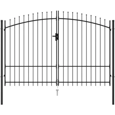 vidaXL Poort met puntige bovenkant dubbel 3x1.75 m staal zwart