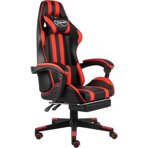 vidaXL Racestoel met voetensteun kunstleer zwart en rood