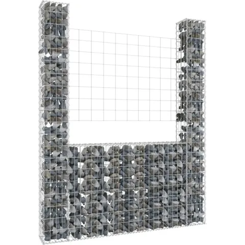 vidaXL Schanskorf U-vormig met 2 palen 140x20x200 cm ijzer