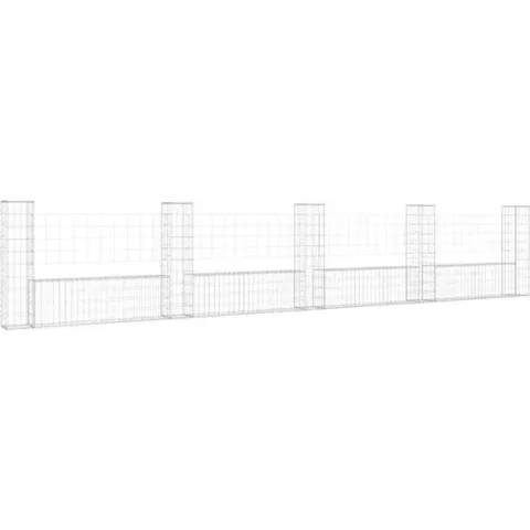 vidaXL Schanskorf U-vormig met 5 palen 500x20x100 cm ijzer