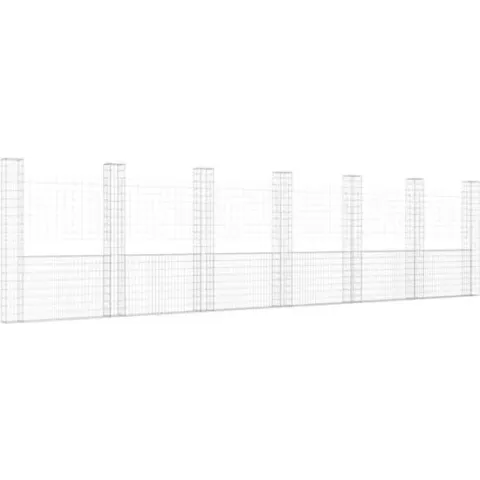 vidaXL Schanskorf U-vormig met 7 palen 740x20x200 cm ijzer