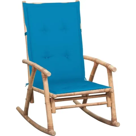 vidaXL Schommelstoel met kussen bamboe
