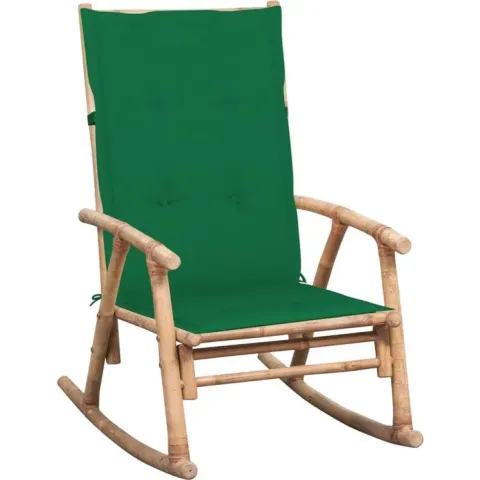 vidaXL Schommelstoel met kussen bamboe