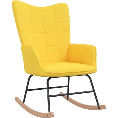 vidaXL Schommelstoel stof mosterdgeel