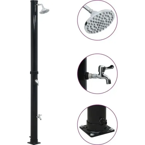 vidaXL Solardouche 20 L 220 cm zwart