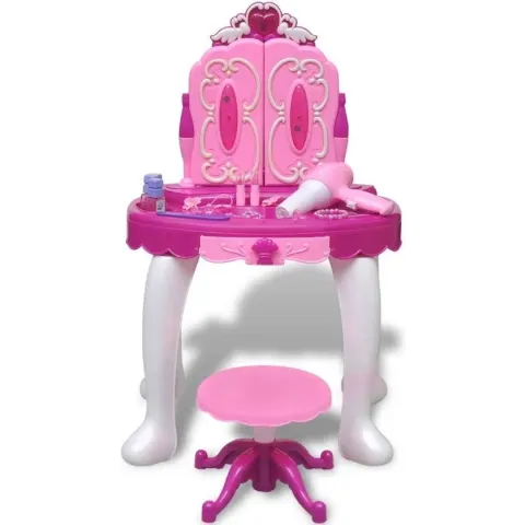 vidaXL Staande speelgoedkaptafel met 3 spiegels en licht/geluid voor kinderen kinderkamer