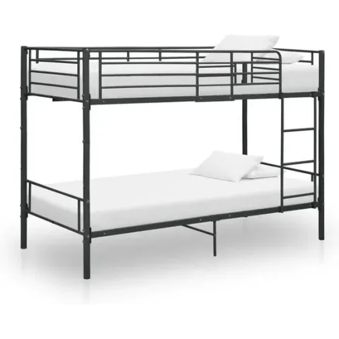 vidaXL Stapelbed metaal zwart 90x200 cm