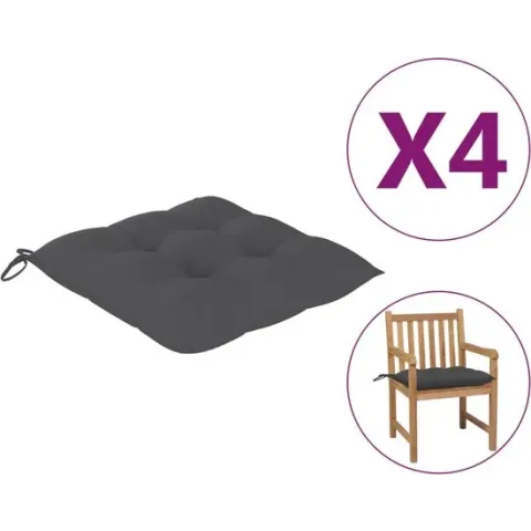 vidaXL Stoelkussens 4 st 50x50x7 cm stof antraciet