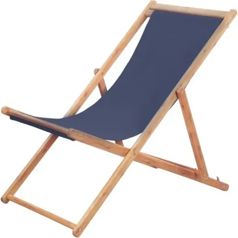 vidaXL Strandstoel inklapbaar stof en houten frame blauw