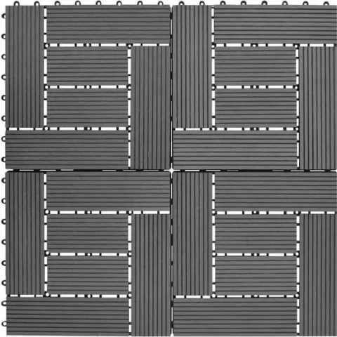 vidaXL Terrastegels 11 stuks 30 x 30 cm WPC 1 m2 (grijs)