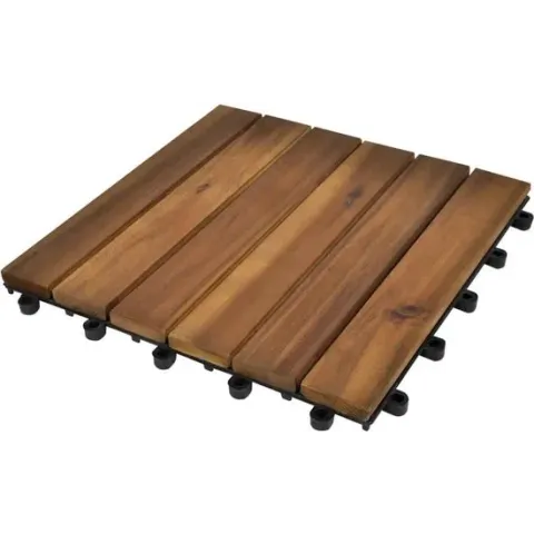 vidaXL Terrastegels acaciahout 30 x 30 cm verticaal patroon (10 stuks)