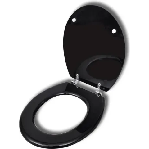 vidaXL Toiletbril hard-close simpel ontwerp MDF zwart
