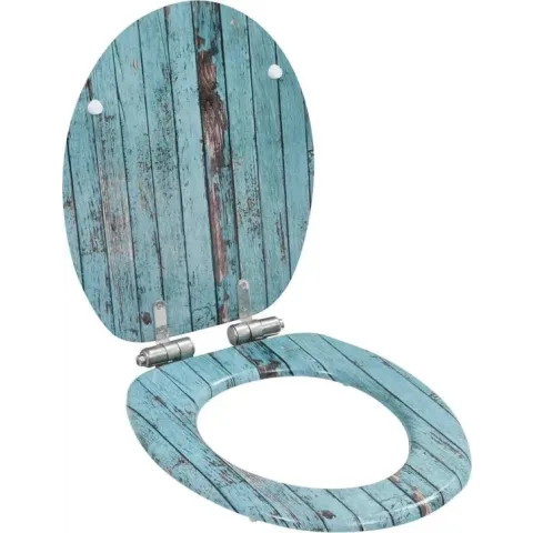 vidaXL Toiletbril met soft-close deksel MDF oud hout print