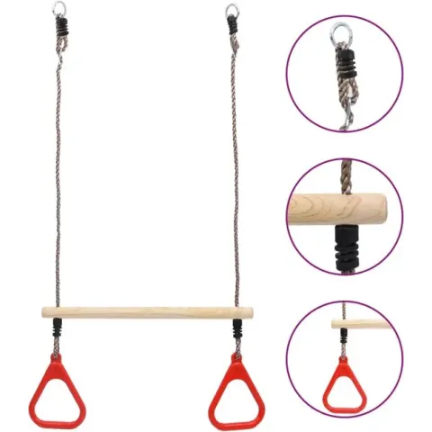 vidaXL Trapeze schommelstang met ringen