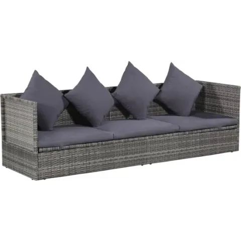 vidaXL Tuinbed 200x60 cm poly rattan grijs