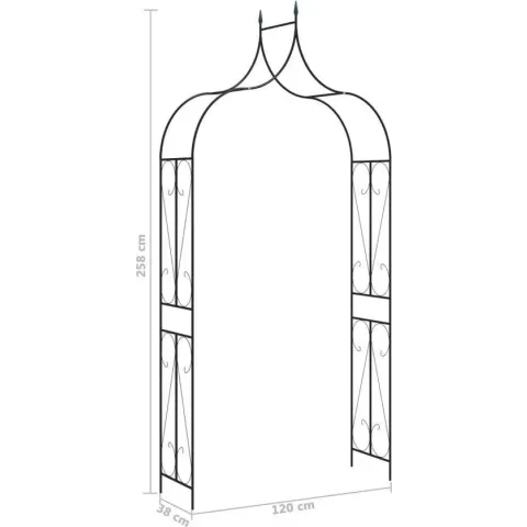 vidaXL Tuinboog 120x38x258 cm ijzer zwart  VDXL_47094