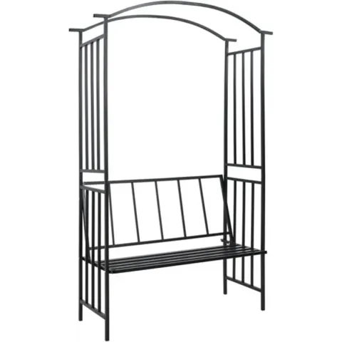 vidaXL Tuinboog met bank 128x50x207 cm ijzer zwart