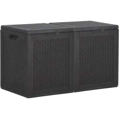 vidaXL Tuinbox 180 L PP rattan zwart