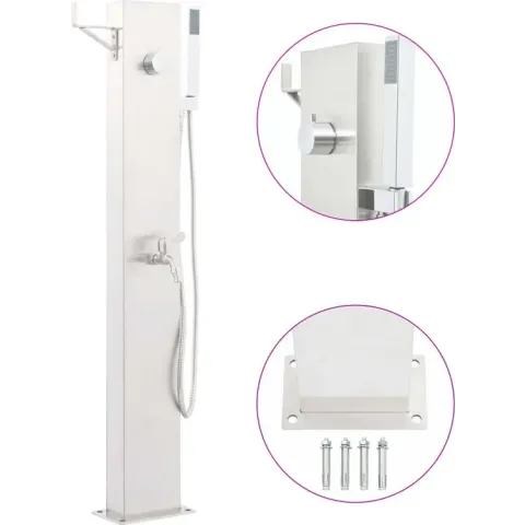 vidaXL Tuindouchekraan 110 cm roestvrij staal