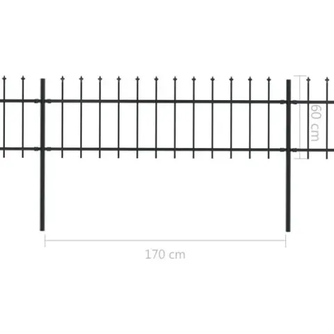 vidaXL Tuinhek met speren bovenkant 3,4x0,6 m staal zwart  VDXL_277594