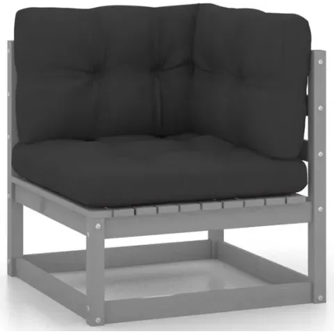 vidaXL Tuinhoekbank met antracietkleurige kussens massief grenenhout