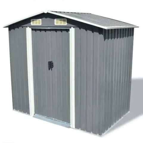 vidaXL Tuinhuis 204x132x186 cm grijs metaal