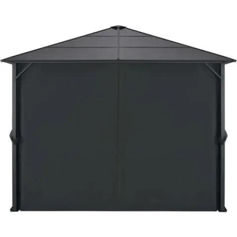 vidaXL Tuinpaviljoen met gordijn 3x3 m aluminium zwart