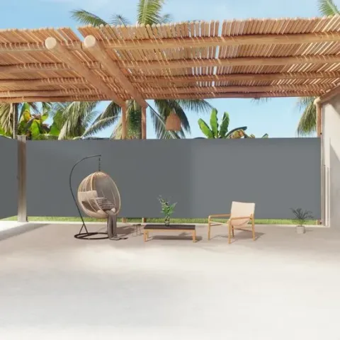 vidaXL Tuinscherm uittrekbaar 220x1200 cm antracietkleurig
