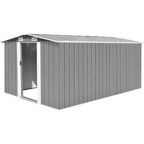 vidaXL Tuinschuur 257x398x178 cm metaal grijs