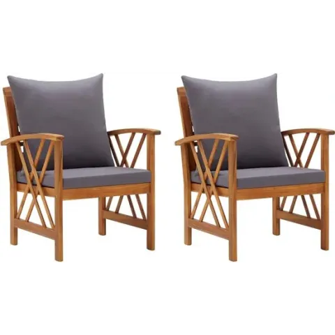 vidaXL Tuinstoelen 2 st met kussens massief acaciahout