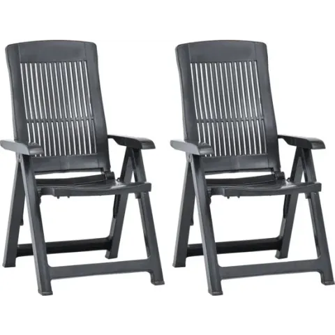 vidaXL Tuinstoelen 2 st verstelbaar kunststof antracietkleurig