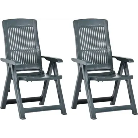 vidaXL Tuinstoelen 2 st verstelbaar kunststof groen