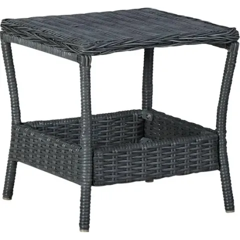 vidaXL Tuintafel 45x45x46.5 cm poly rattan donkergrijs