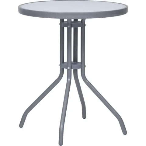 vidaXL Tuintafel 60 cm staal en glas lichtgrijs