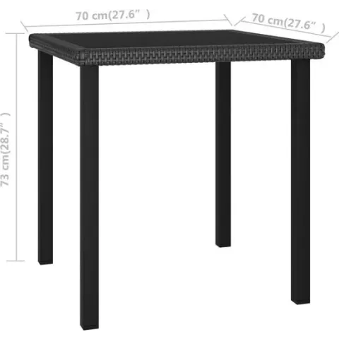 vidaXL Tuintafel 70x70x73 cm poly rattan zwart