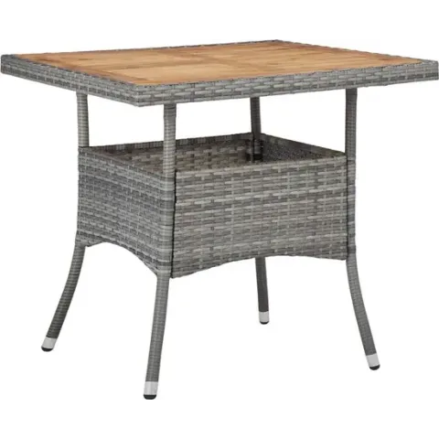 vidaXL Tuintafel poly rattan en massief acaciahout grijs
