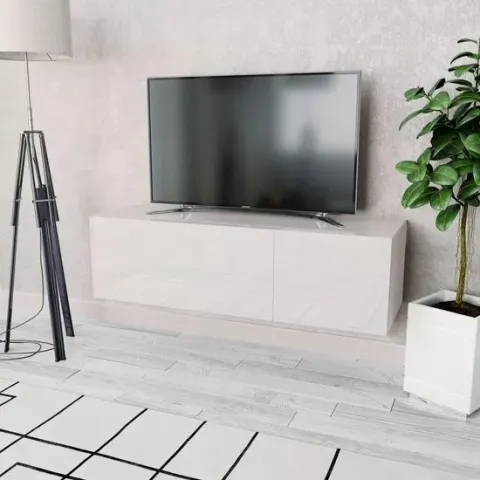 vidaXL Tv-kast 120x40x34 cm spaanplaat hoogglans wit