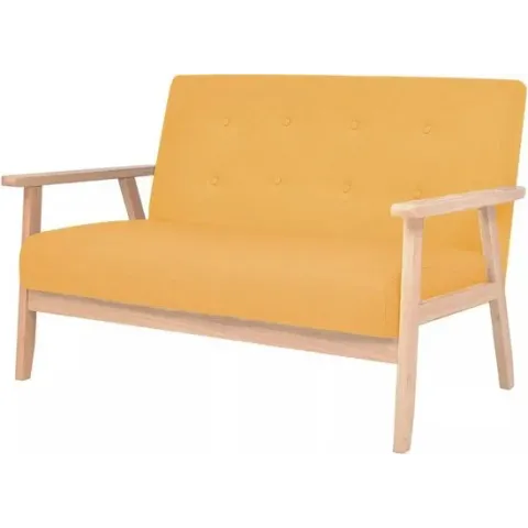 vidaXL Tweezitsbank stof geel