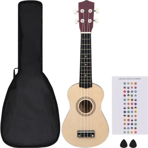 vidaXL Ukuleleset met tas voor kinderen sopraan 21'' lichthoutkleurig