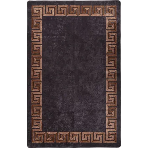 vidaXL Vloerkleed wasbaar anti-slip 160x230 cm zwart en goudkleurig