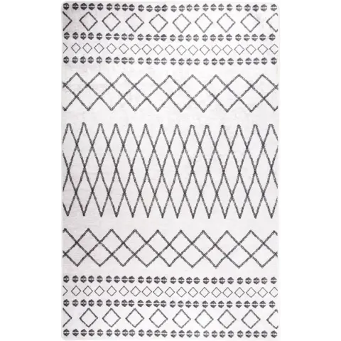 vidaXL Vloerkleed wasbaar anti-slip 80x150 cm zwart en wit