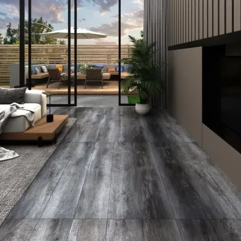 vidaXL Vloerplanken zelfklevend 5.02 m² 2 mm PVC glanzend grijs