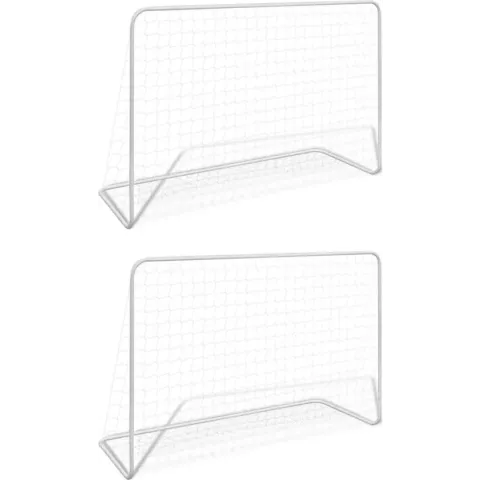 vidaXL Voetbaldoelen 2 st met netten 182x61x122 cm staal wit