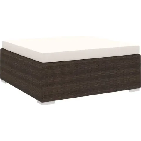 vidaXL Voetensteun met kussen sectioneel Poly Rattan bruin