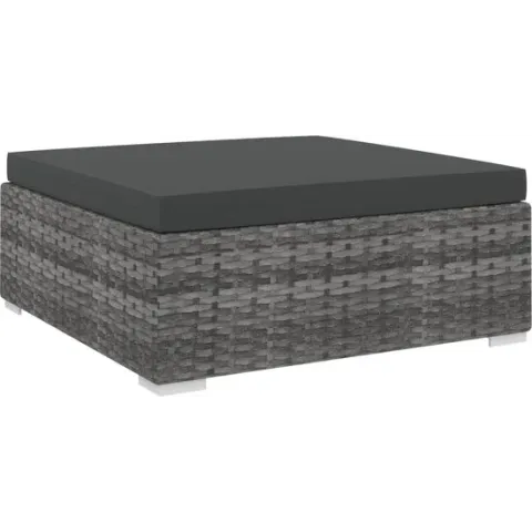 vidaXL Voetensteun met kussen sectioneel Poly Rattan Grey