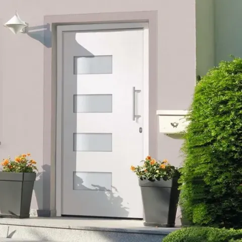 vidaXL Voordeur 100x200 cm aluminium en PVC wit  VDXL_3056818
